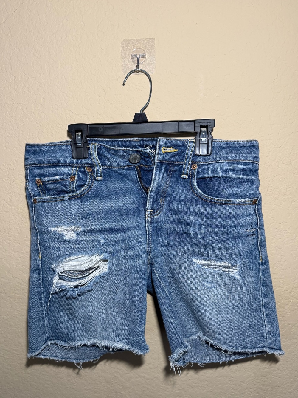 American Eagle distressed denim Bermuda shorts